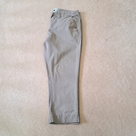 Tommy Hilfiger Cropped Pants Women's Size 14 Taupe Straight Leg Cotton Capri - Picture 14 of 15
